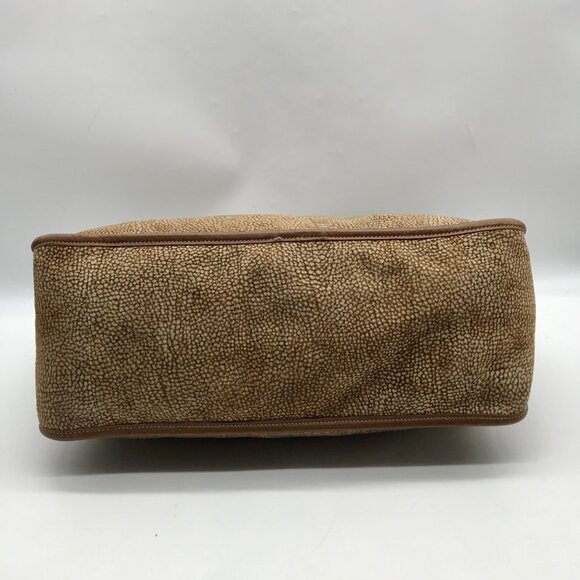 Borbonese Brown Suede Redwall Quail Print Satchel Bag - Picture 5 of 11